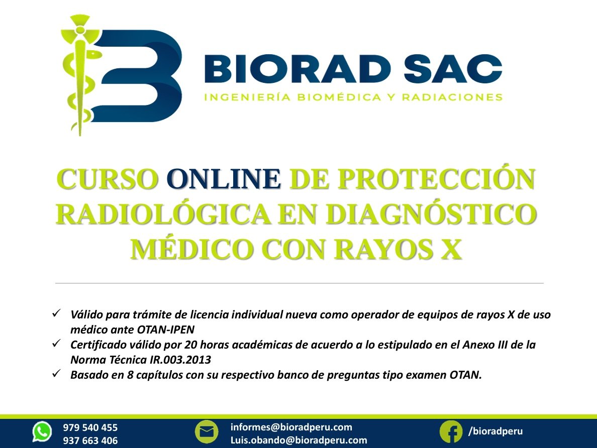 CURSO ONLINE DE ACTUALIZACION EN PROTECCIÓN RADIOLÓGICA EN DIAGNÓSTICO MÉDICO CON RAYOS X