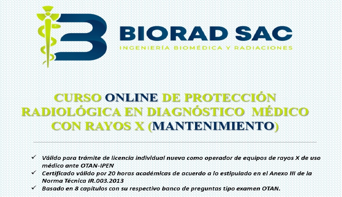 CURSO ONLINE DE PROTECCIÓN RADIOLÓGICA EN DIAGNÓSTICO MÉDICO CON RAYOS X (MANTENIMIENTO)